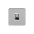 Soho Lighting Brushed Chrome Flat Plate 1 Gang Intermediate Switch Blk Ins Screwless