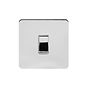 The Finsbury Collection Polished Chrome Flat Plate 1 Gang Intermediate Switch Wht Ins Screwless