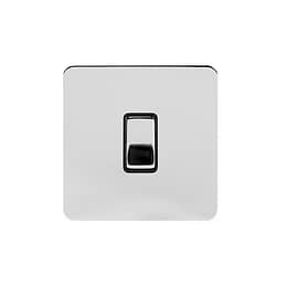 Soho Lighting Polished Chrome Flat Plate 1 Gang Intermediate Switch Blk Ins Screwless