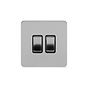 Soho Lighting Brushed Chrome Flat Plate 2 Gang Intermediate Switch Blk Ins Screwless