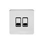 Soho Lighting Polished Chrome Flat Plate 2 Gang Intermediate Switch Blk Ins Screwless