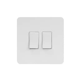 Soho Lighting White Metal Flat Plate 2 Gang Intermediate Switch Wht Ins Screwless