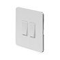 The Eldon Collection White Metal Flat Plate 2 Gang Intermediate Switch Wht Ins Screwless
