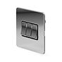 The Finsbury Collection Polished Chrome Flat Plate 10A 3 Gang Intermediate Switch Blk Ins Screwless