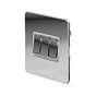 The Finsbury Collection Polished Chrome Flat Plate 10A 3 Gang Intermediate Switch Wht Ins Screwless