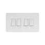 The Eldon Collection White Metal Flat Plate 10A 4 Gang Intermediate Switch Wht Ins Screwless