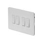 The Eldon Collection White Metal Flat Plate 10A 4 Gang Intermediate Switch Wht Ins Screwless