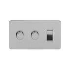 Soho Lighting Brushed Chrome Flat Plate 3 Gang Light Switch with 2 Dimmers