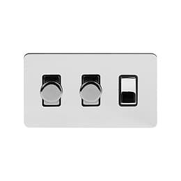 Polished Chrome Dimmer Rocker Combo Switch
