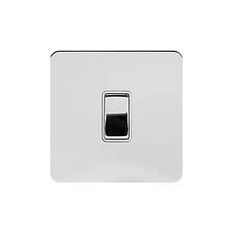 Soho Lighting Polished Chrome Flat Plate 1 Gang Retractive Switch Wht Ins Screwless