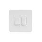 Soho Lighting White Metal Flat Plate 2 Gang Retractive Switch Blk Ins Screwless