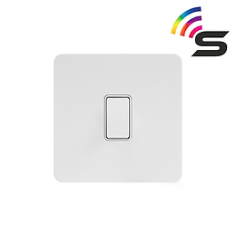 The Eldon Collection White Metal Flat Plate 1 Gang 150W Smart Rocker Switch White Insert