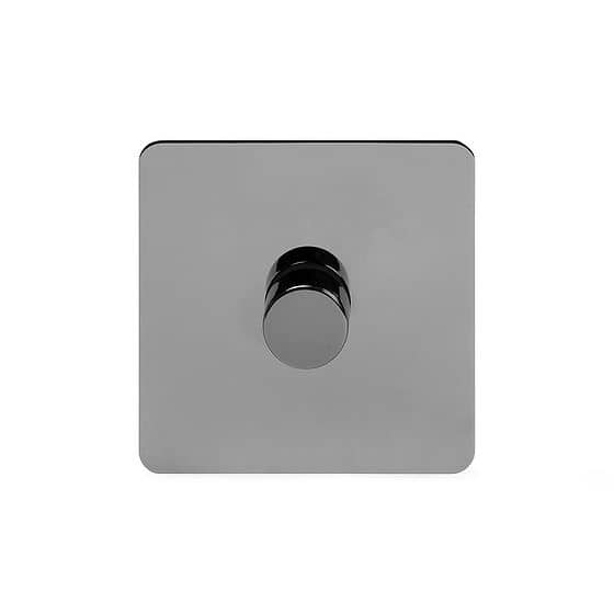 The Connaught Collection Flat Plate Black Nickel 1 Gang 400W LED Dimmer Switch