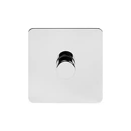 The Finsbury Collection Flat Plate Polished Chrome 1 Gang 400W LED Dimmer Switch