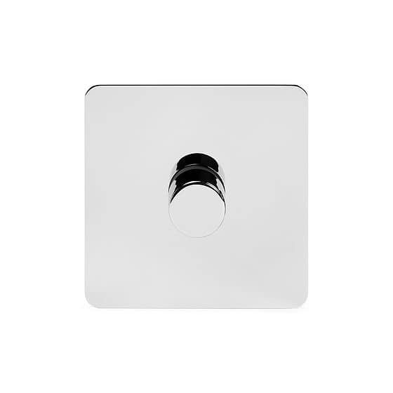 The Finsbury Collection Flat Plate Polished Chrome 1 Gang 400W LED Dimmer Switch