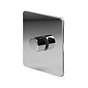 The Finsbury Collection Polished Chrome Flat Plate 1 Gang 2 Way Intelligent Trailing Dimmer Screwless 100W LED (250w Halogen/Incandescent)