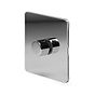 The Finsbury Collection Polished Chrome Flat Plate 1 Gang 2 Way Intelligent Dimmer 150W LED (350w Halogen/Incandescent)