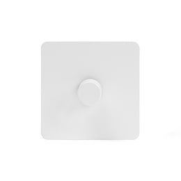 Soho Lighting White Metal Flat Plate 250W 1 Gang 2 Way Trailing Dimmer Wht Ins Screwless