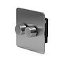 The Lombard Collection Brushed Chrome Flat Plate 2 Gang 2 -Way Intelligent Dimmer 150W LED (300w Halogen/Incandescent)
