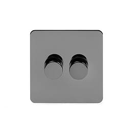 Soho Lighting Flat Plate Black Nickel 2 Gang 1000W DC1-10V Dimmer Switch