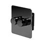 The Connaught Collection Black Nickel Flat Plate 2 Gang 2 Way Intelligent Trailing Dimmer Screwless 150W LED (300W Halogen/Incandescent)