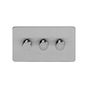Soho Lighting Brushed Chrome Flat Plate 250W 3 Gang 2 Way Trailing Dimmer Screwless
