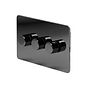 The Connaught Collection Black Nickel Flat Plate 3 Gang  Intelligent Trailing Dimmer Screwless 150W LED (300W Halogen/Incandescent)