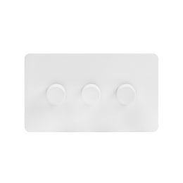 Soho Lighting White Metal Flat Plate 250W 3 Gang 2 Way Trailing Dimmer Wht Ins Screwless