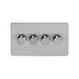 Soho Lighting Brushed Chrome Flat Plate 250W 4 Gang 2 Way Trailing Dimmer Screwless