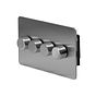The Lombard Collection Brushed Chrome Flat Plate 4 Gang 2 Way Trailing Dimmer Screwless 100W LED (250w Halogen/Incandescent)