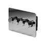 The Finsbury Collection Polished Chrome Flat Plate 4 Gang 2 Way Trailing Dimmer Screwless 100W LED (250w Halogen/Incandescent)