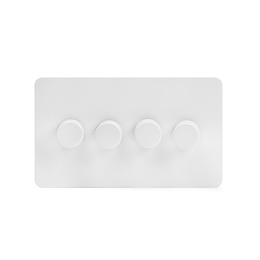 Soho Lighting White Metal Flat Plate 250W 4 Gang 2 Way Trailing Dimmer Wht Ins Screwless