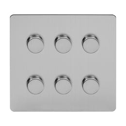 Brushed Chrome 6 Gang Dimmer Switch