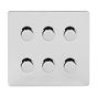 The Finsbury Collection Polished Chrome Flat Plate 6 Gang 2 -Way Intelligent Dimmer 150W LED (300w Halogen/Incandescent)
