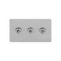 Soho Lighting Brushed Chrome Flat Plate 20A 3 Gang 2 Way Toggle Switch Screwless