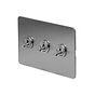 The Lombard Collection Brushed Chrome Flat Plate 20A 3 Gang 2 Way Toggle Switch Screwless