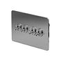The Lombard Collection Brushed Chrome Flat Plate 20A 4 Gang 2 Way Toggle Switch Screwless