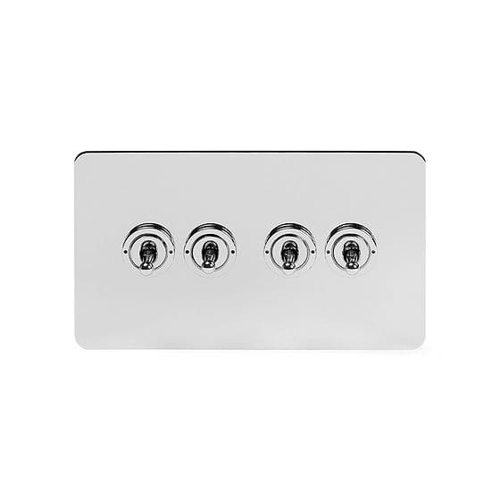 Soho Lighting Polished Chrome Flat Plate 20A 4 Gang 2 Way Toggle Switch Screwless