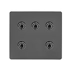 The Connaught Collection Black Nickel Flat Plate 5 Gang Toggle Light Switch 20A 2 Way Screwless