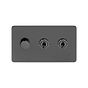Soho Lighting Black Nickel Flat Plate 3 Gang Switch with 1 Dimmer (1x150W LED Dimmer 2x20A 2 Way Toggle)