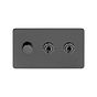 Soho Lighting Black Nickel Flat Plate 3 Gang Switch with 1 Dimmer (1x150W LED Dimmer 2x20A 2 Way Toggle)