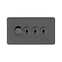 Soho Lighting Black Nickel Flat Plate 4 Gang Switch with 1 Dimmer (1x150W LED Dimmer 3x20A 2 Way Toggle)