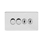 Soho Lighting Polished Chrome Flat Plate 4 Gang Switch with 2 Dimmers (2x150W LED Dimmer 2x20A 2 Way Toggle)