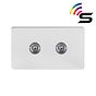 The Finsbury Collection Polished Chrome Flat Plate 2 Gang 150W Smart Toggle Switch