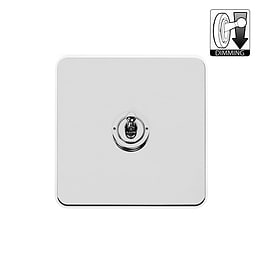 The Finsbury Collection Flat Plate Polished Chrome 1 Gang Dimming Toggle Switch