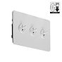 The Eldon Collection Flat Plate White Metal 3 Gang Dimming Toggle Switch