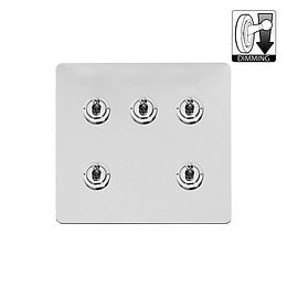 The Finsbury Collection Flat Plate Polished Chrome 5 Gang Dimming Toggle Switch