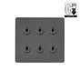 The Connaught Collection Flat Plate Black Nickel 6 Gang Dimming Toggle Switch