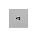 Soho Lighting Brushed Chrome Flat Plate 1 Gang TV Socket Blk Ins Screwless