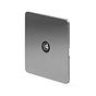 The Lombard Collection Brushed Chrome Flat Plate 1 Gang TV Aerial Socket Blk Ins Screwless